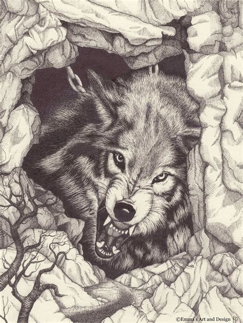 Image result for Ink Drawing RPG Wolf