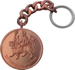 Pray Everyday Durga Mata Copper Keychain with Long Chain and Keyring ...