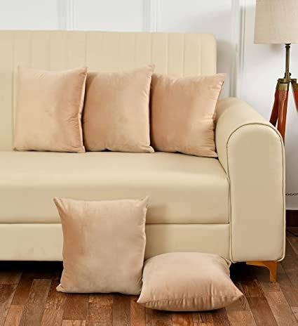 Buy Yellow Weaves Soft Velvet Fabric Cushion Cover 16 X 16 Inches, Set ...