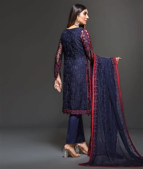 Zarif Embroidered Chiffon Collection 2019 – Indigo – YourLibaas