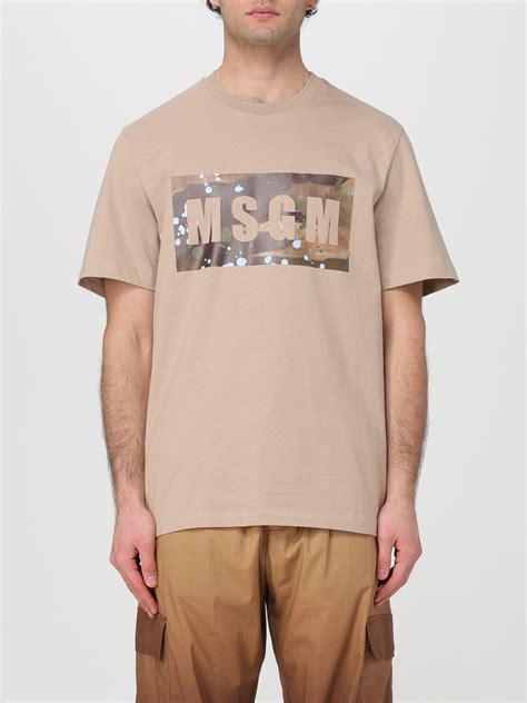 MSGM Outlet: T-shirt men - Beige | MSGM t-shirt 3640MM138247002 online ...