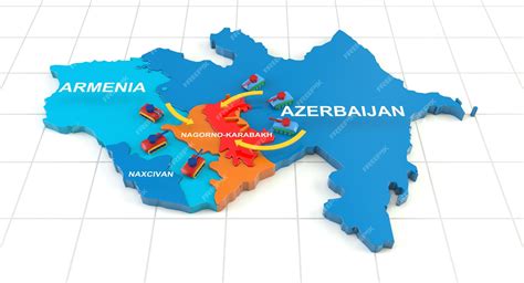 Premium Photo | Armenia-Azerbaijan conflict in Nagorno-Karabakh on 3d geographic map. 3d rendering
