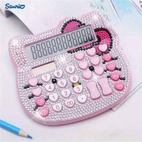 Bow Shaped Hello Kitty Crystal Diamond 12-Digit Calculator – Solar-Pow ...