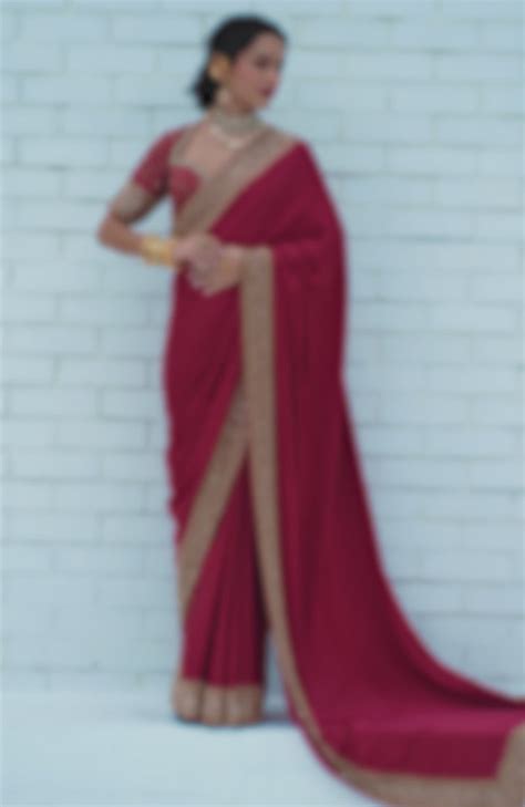 Blood Red Zardozi Silk Saree - Elegant Hand Embroidery – Talking Threads