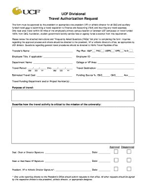 Fillable Online UCF Travel Authorization Request Form Final.doc Fax ...
