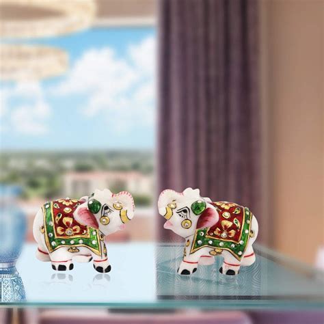 Handicrafts Paradise Meena Work Marble Elephant Showpiece (8.2 cm x 4.5 ...