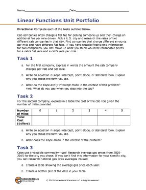 Linear Functions Unit Portfolio - Fill and Sign Printable Template Online