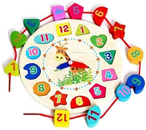 Buy WISHKEY Wooden Learning Clock with Bead Lace, Educational Digital ...