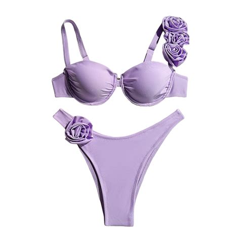 2DXuixsh 2Pcs Women's 2 Piece Bikini Set Push up Floral Swimwear High ...