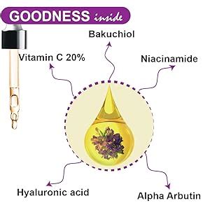 AuraBelle Vitamin C 20% Face Serum with Bakuchiol & Hyaluronic Acid ...