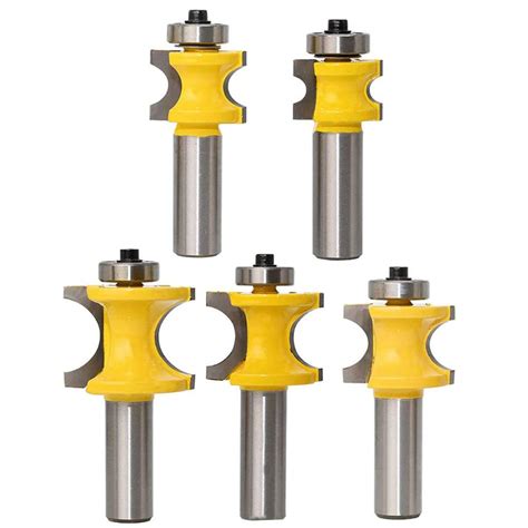 Eyech 5pcs Bullnose Router Bit Set 1/2 Inch Shank Carbide Half Round ...