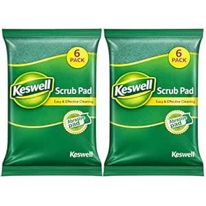 Keswell Scrub Pad (Pack of 12) Multi-Purpose Scouring Sponges for ...