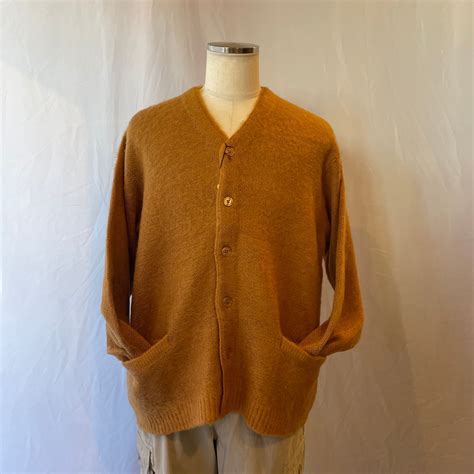 TOWN CRAFT Shaggy Knit cardigan col Mustard モヘアカーディガン アクリルカーディガン シャギー ...