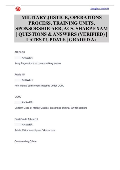 MILITARY JUSTICE, OPERATIONS PROCESS, TRAINING UNITS, SPONSORSHIP, AER ...