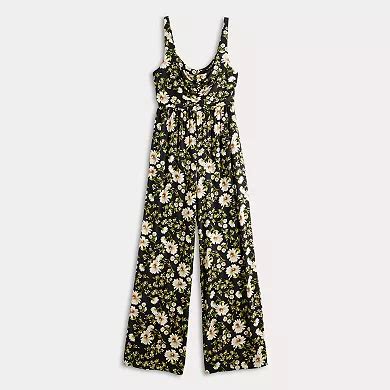 Juniors' Live To Be Spoiled Sleeveless Ruched Bodice Jumpsuit