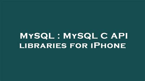 Image result for MySQL C API Example