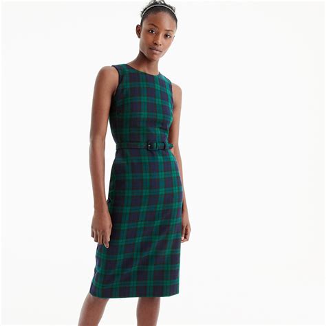 J.Crew Womens Belted Sheath Dress In Black Watch Tartan (Size 2 ...