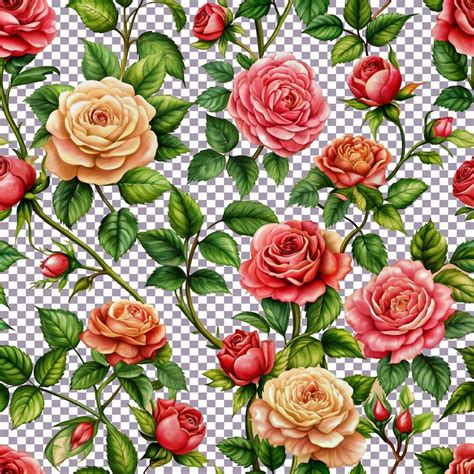 Un motif floral avec des roses de différentes couleurs sur un fond à ...