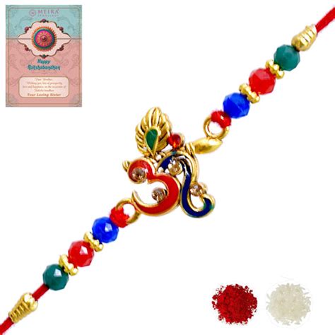 Spiritual OM With Ganesha n Morpankh Divine Goldplated Multicolored Ra ...