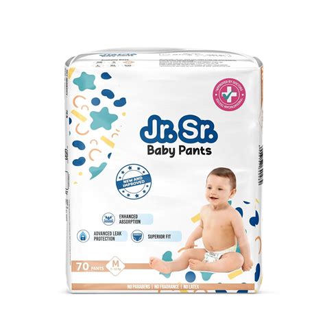 Buy Jr. Sr. Baby Diaper Pants | Medium (M) Size (7-12 kg), 70 Count ...