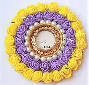 Buy PRAHLL Artificial Flower Rose TEALIGHT Diwali Diya Candle Holder (6 ...