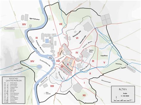 Map of Ancient Rome with the the city monuments