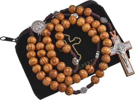 Amazon.com: SALOMOCA Wooden Rosary Necklaces Prayer Blessed Wood Rosary ...
