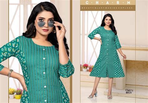 Mayra Cherry Rayon Foil Printed Kurti Collection: Textilecatalog