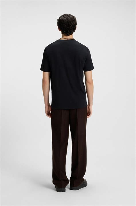 HUGO - Cotton-jersey T-shirt with lip artwork - Black