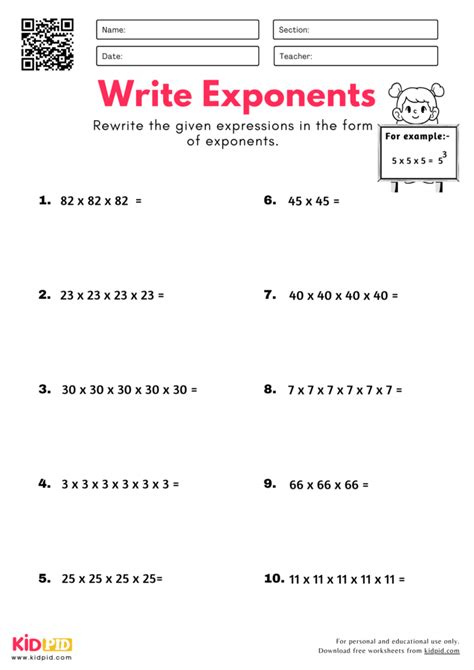 Image result for 5th Grade Math Exponents Worksheets