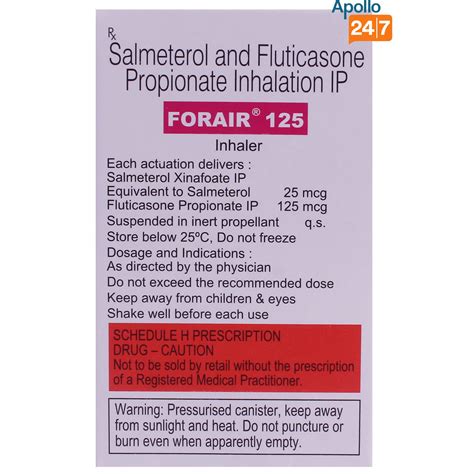 Forair 125 Inhaler 120 mdi Price, Uses, Side Effects, Composition ...