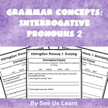 Image result for Interrogative Pronouns Chart