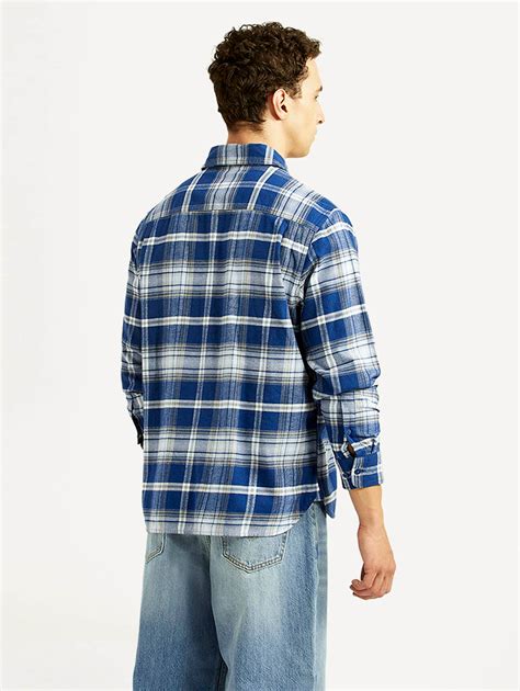 Men's Checkered Blue Relaxed Fit Flannel Shirt – Levis India Store