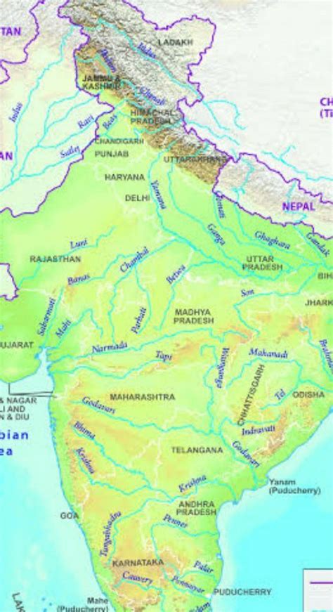 On an outline map of India mark and label the following rivers: Ganga ...