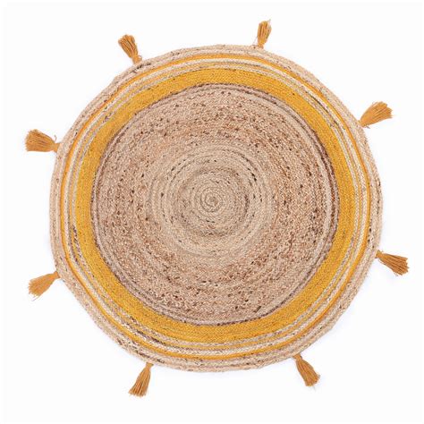 Yellow Pom Pom Jute Indoor & Outdoor Rug – Habere India