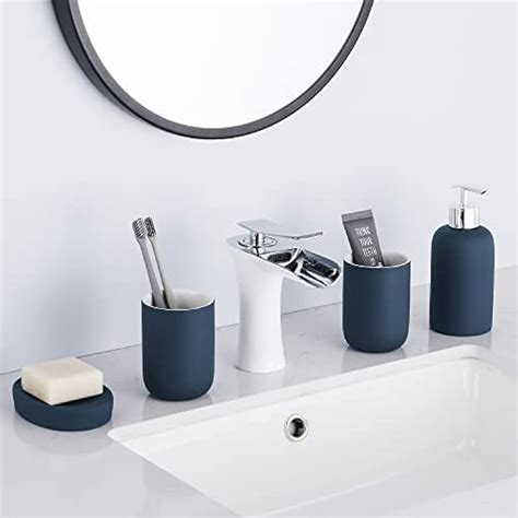 DUFU Blue Bathroom Accessory Set 4 Pieces, Ceramic India | Ubuy