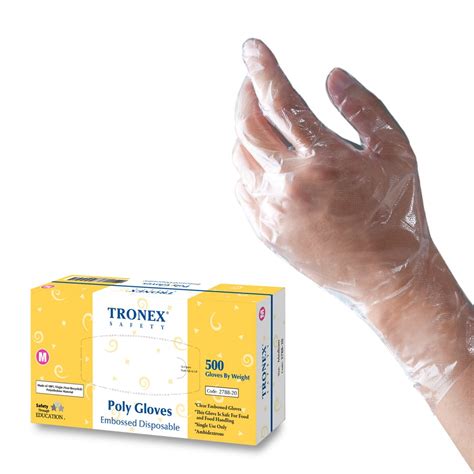TRONEX Embossed Poly Disposable Gloves Plastic Food Safe Gloves, Clear ...