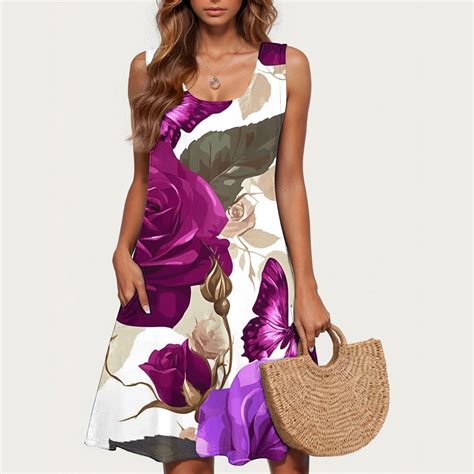 Lorytime Casual Dresses for Women Knee Length Summer with Pocket ...