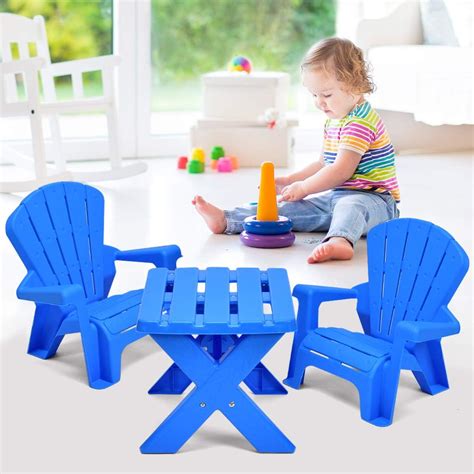 Amazon.com: Costzon Kids Table and Chair Set, Outdoor Toddler Activity ...