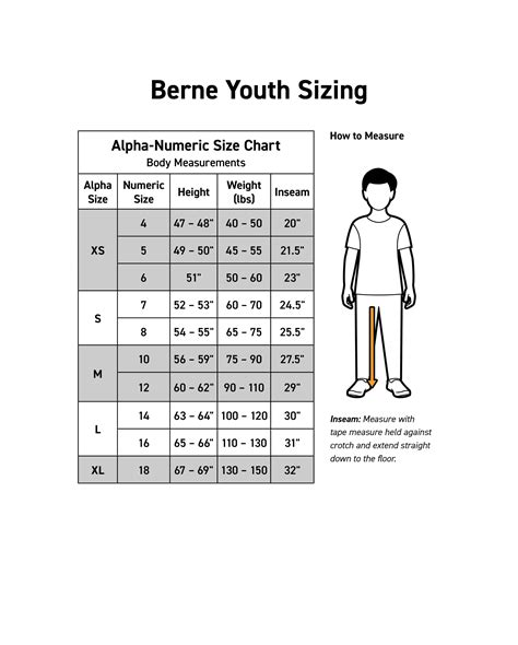 Youth Size Chart - Berne Apparel
