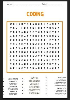 Image result for Computer Coding Word Search