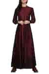 Buy Integument Wine Chanderi Maxi Dress Online | Aza Fashion.