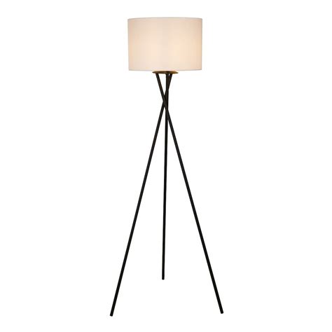 Crosby St. Black Tripod Floor Lamp with White Fabric Drum Shade, 59"