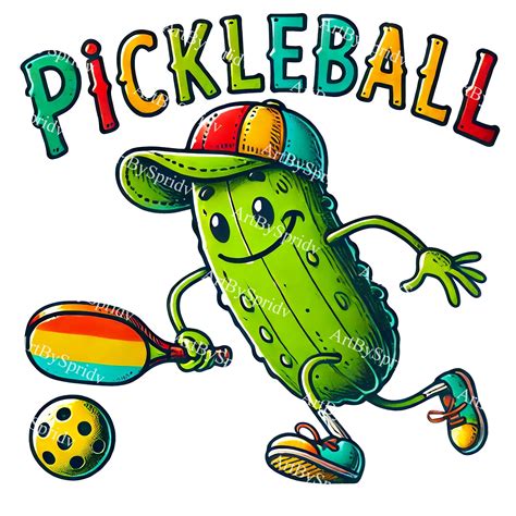 Fun Pickleball Pickle PNG Clipart-cute Pickle With Paddle & Ball ...