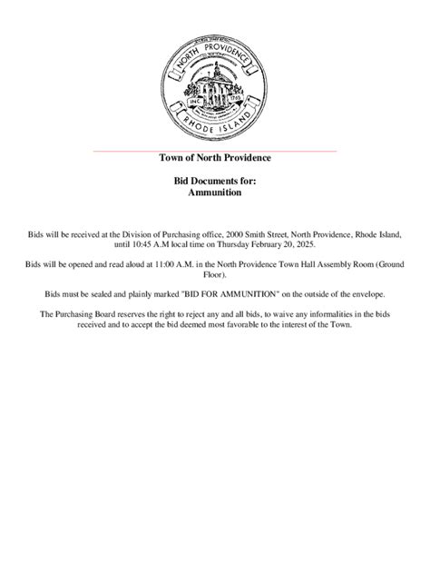 Fillable Online Town of North Providence - Bid for Ammunition Fax Email ...