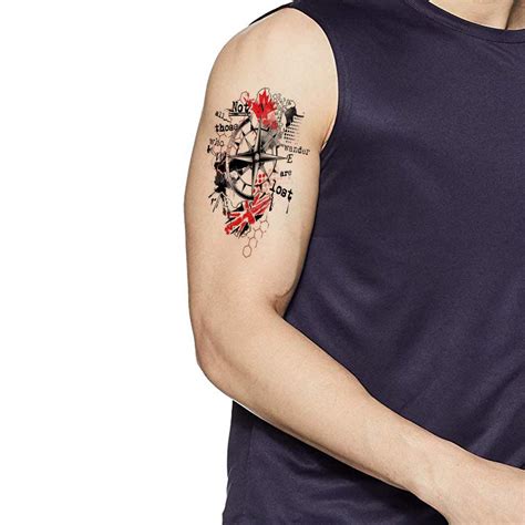 Temporary Tattoowala Compass Trash Polka Men and Women Waterproof ...