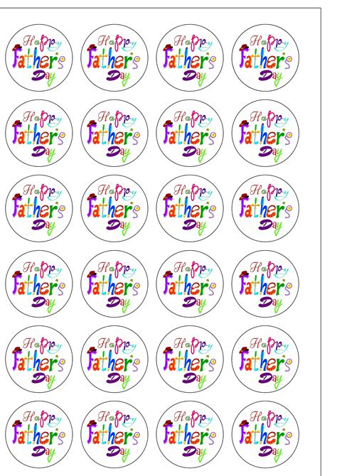 Buy 24 Precut hers Dad Daddy Day Themed Round Edible Wafer Paper Cake ...