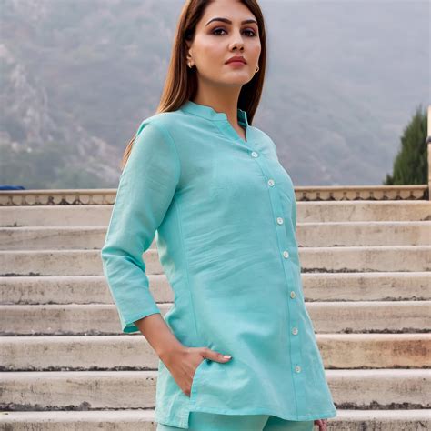 Baby Blue Linen Top ( 1 Pc. ) – MISSPRINT