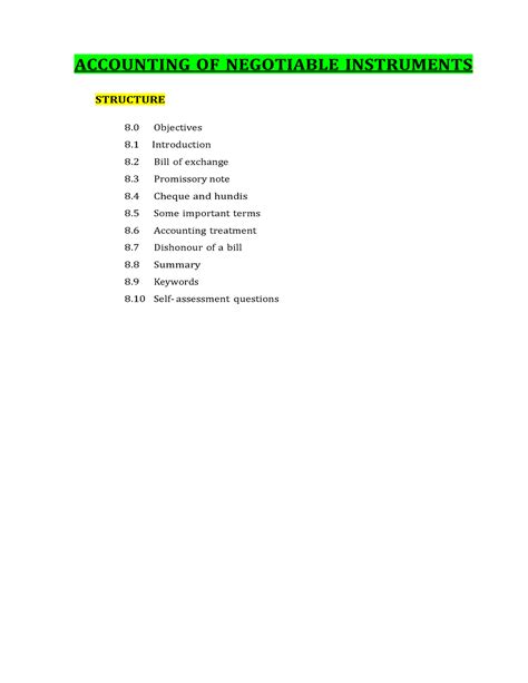 Accounting OF Negotiable Instruments - ACCOUNTING OF NEGOTIABLE ...