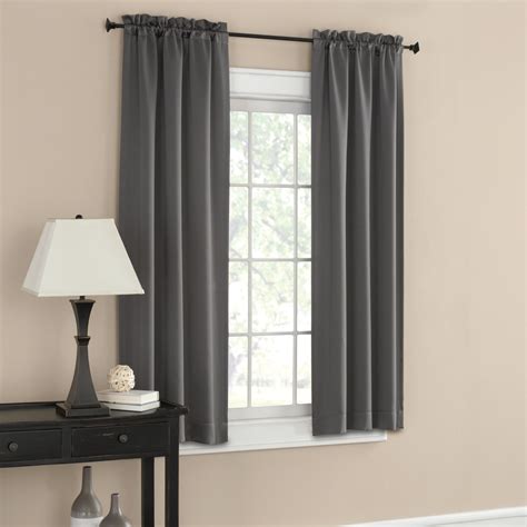 Mainstays Solid Blackout Curtain Panel Pair, Set of 2, Charcoal Gray ...